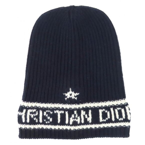 Christian Dior 31 Noe714 Ixgh Wool Cashmere Logo Beanie Knit Cap Navy White main image 5